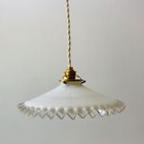 Vintage 50s serrated opaline pendant lamp