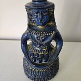 Vintage bay keramik, blue woman with fruit basket, germany, 1960s/1970s.