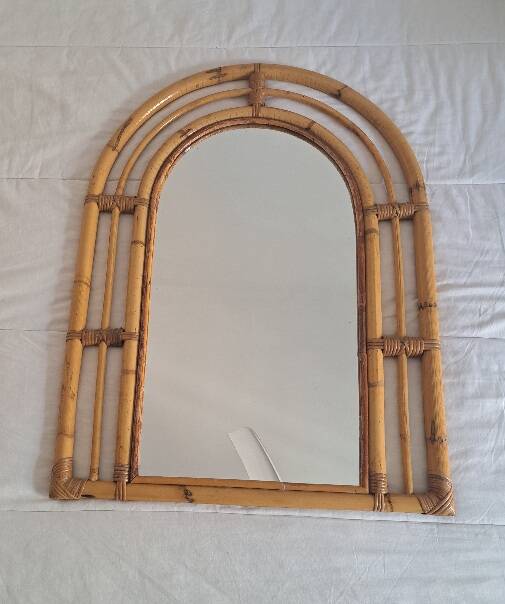 Miroir en bambou vintage