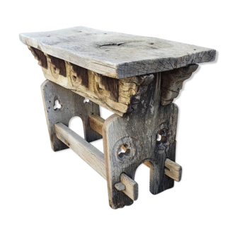 Oak bench style high period garden patina