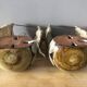 Duo of ceramic wall light wool lampshade