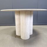 Round italian travertine dining table 1970s