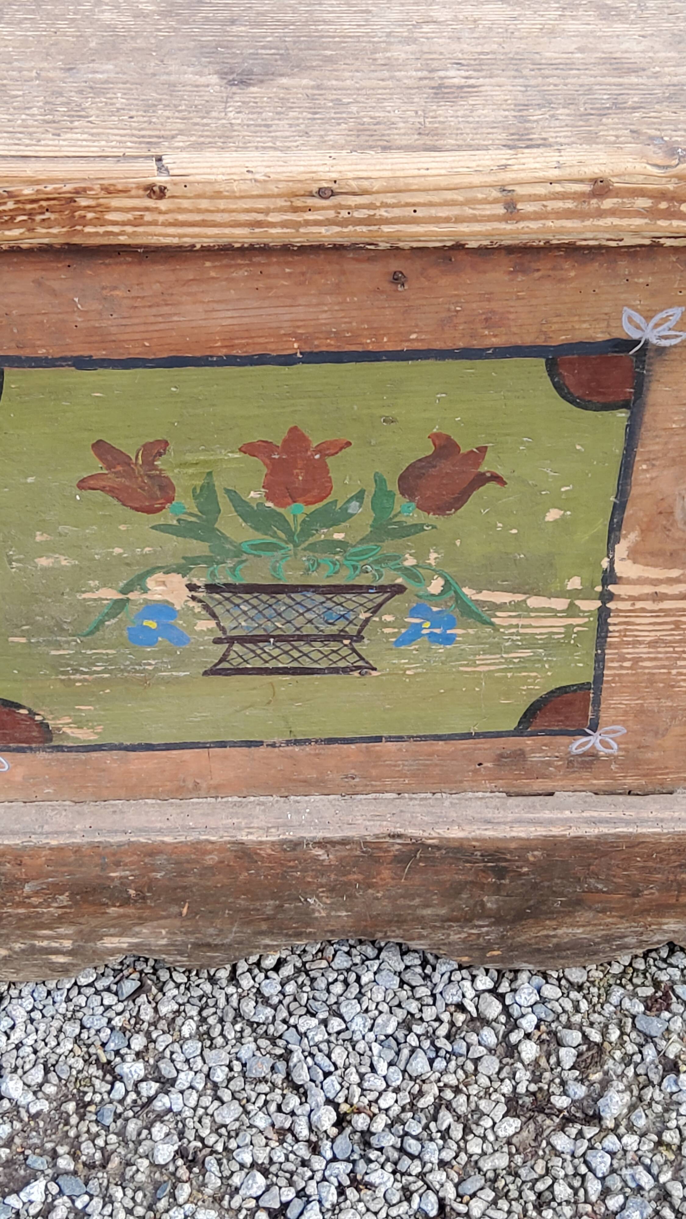 Alsatian polychrome wedding chest eighteenth -nineteenth century