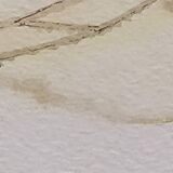 Watercolor lithograph 1980's "Cap-Ferret, 'L'Herbe' le quartier des pêcheurs"