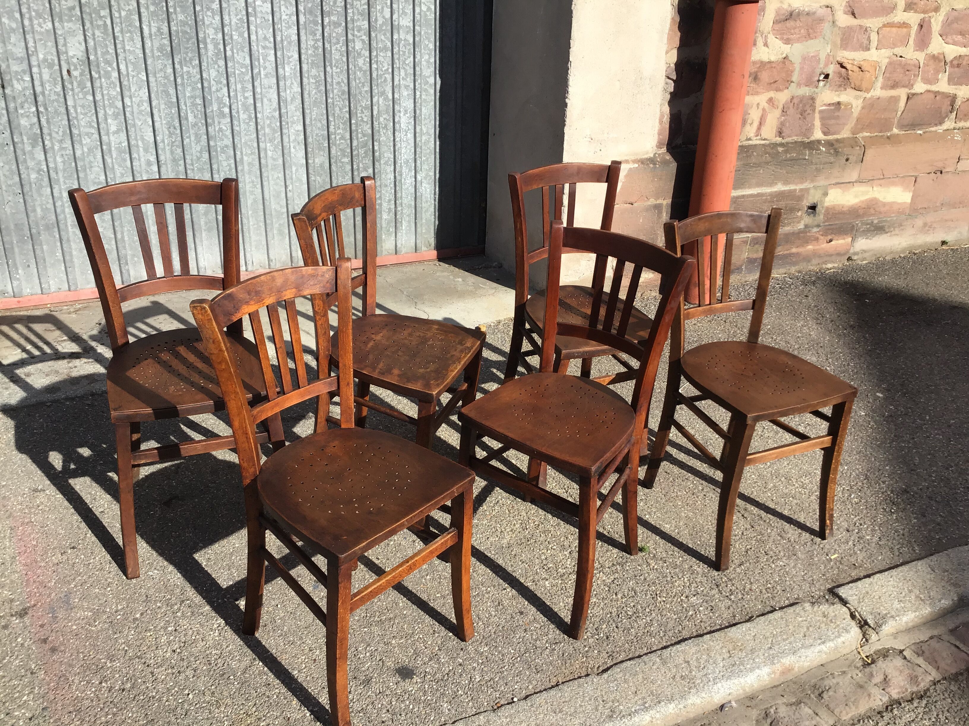 6 vintage bistro chairs 1950