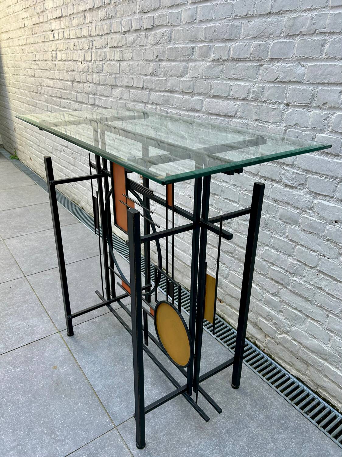 Postmodernist geometric console from the 1980s.