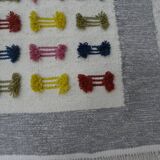 Handwoven Modern Boho Wool Rug with Colourful Patterns and Pompoms