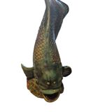 glazed stoneware fish sculpture signed Asian late 19th early 20th century