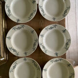 6 assiettes creuses anciennes terre de fer Lonchamp Sapho