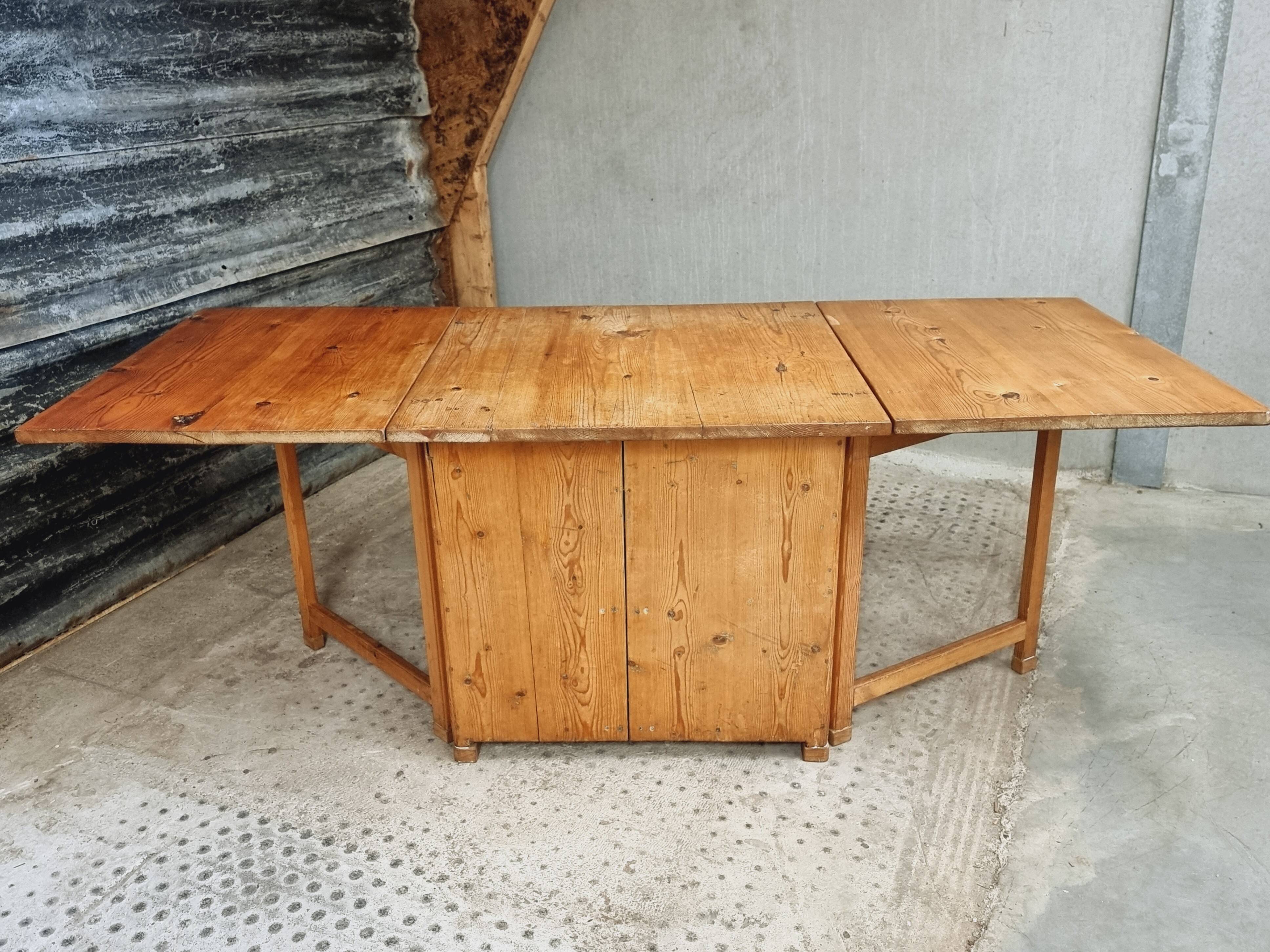 Antique Swedish table folding table with plenty of storage space
