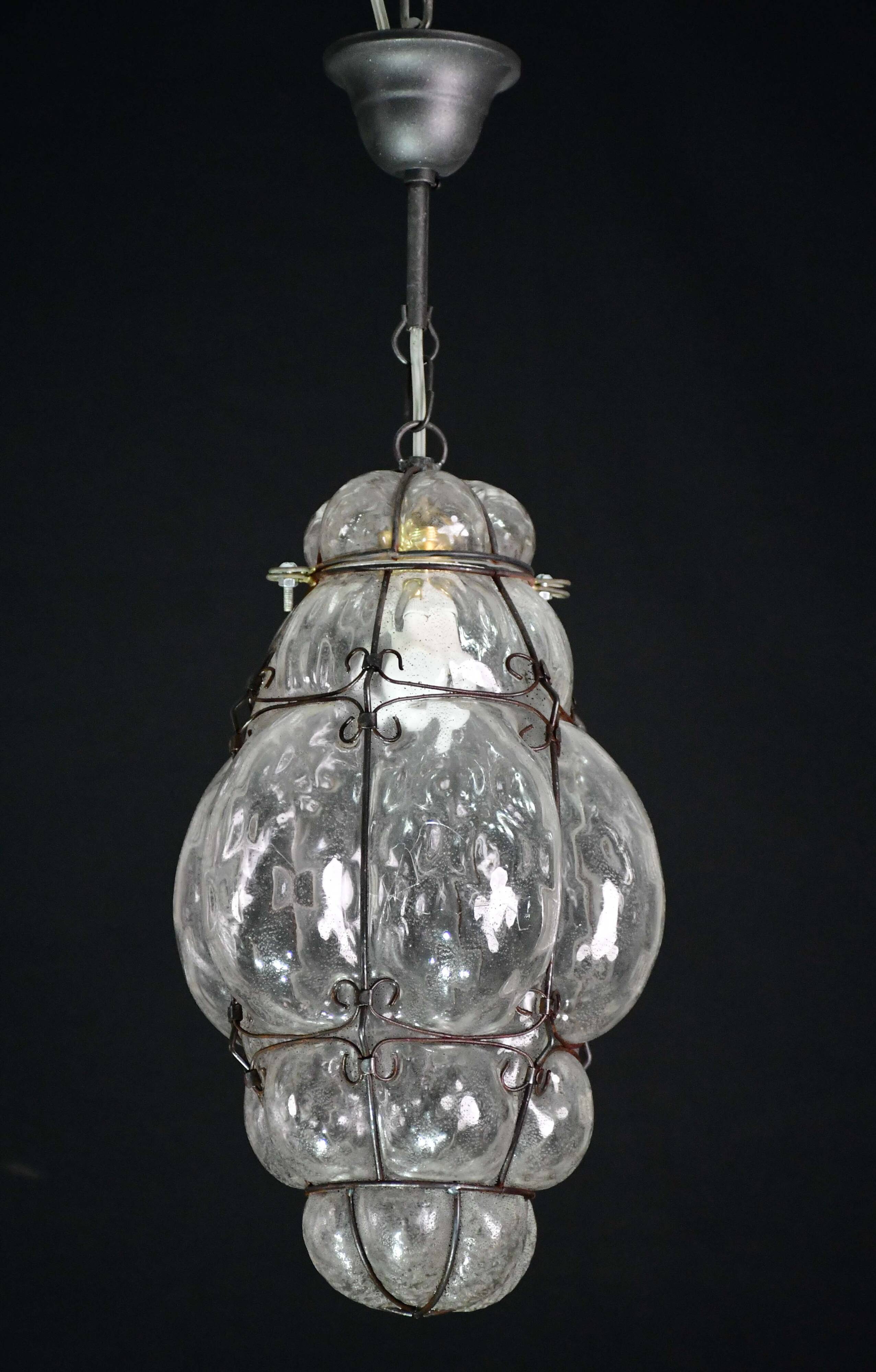 Venetian transparent lantern, Murano glass, Italy, 1970s