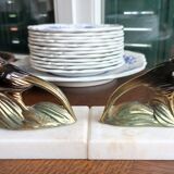 Marble and zinc art bookends - Pheasants
