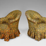 Pair of toad chairs, paisley fabric