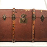 Old travel trunk cardboard, fabric and leather