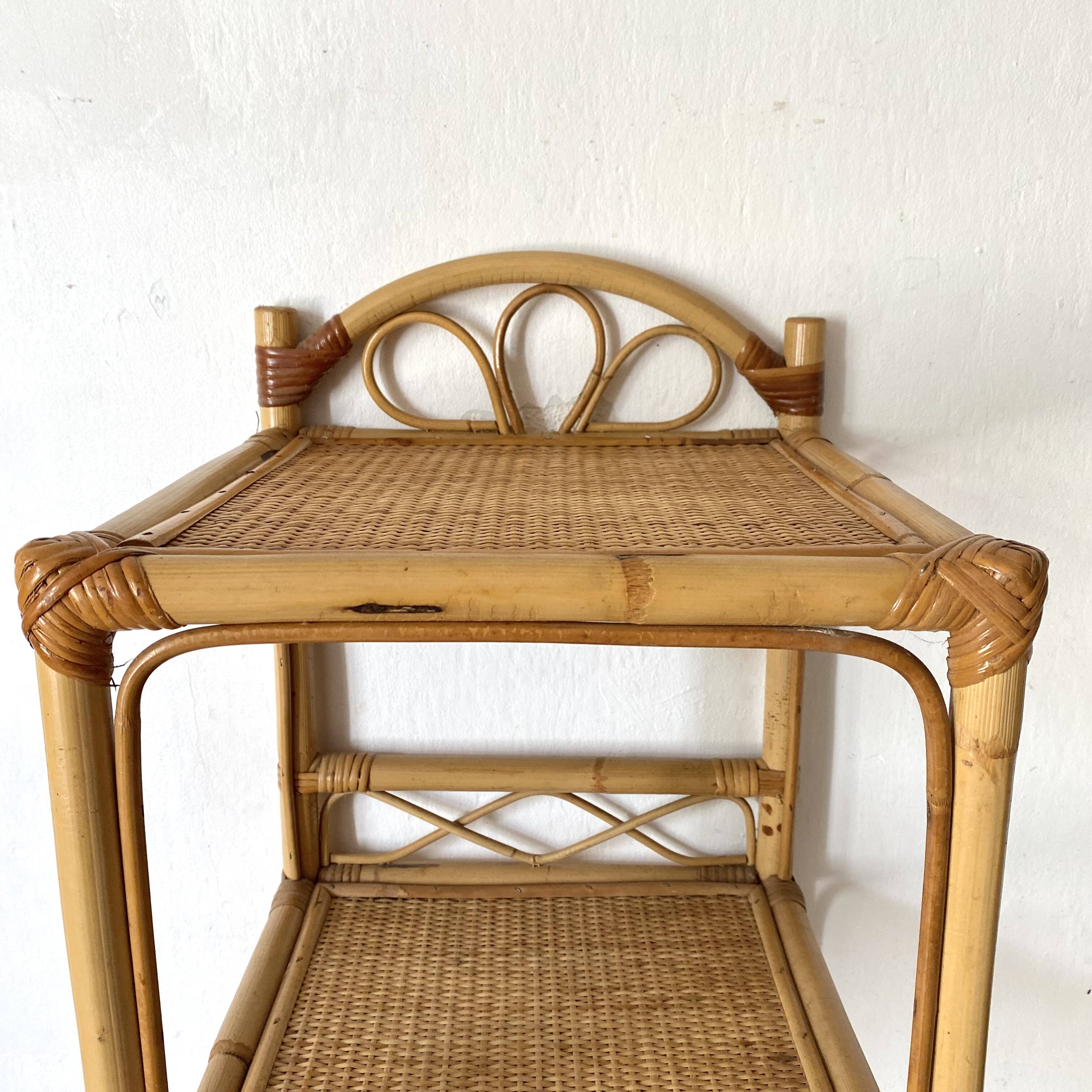 Vintage rattan shelf, bedside or end of sofa