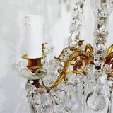 6 Light Bronze And Crystal Chandelier