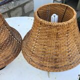 Pair of rattan bedside lampshade