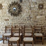Six straw chairs