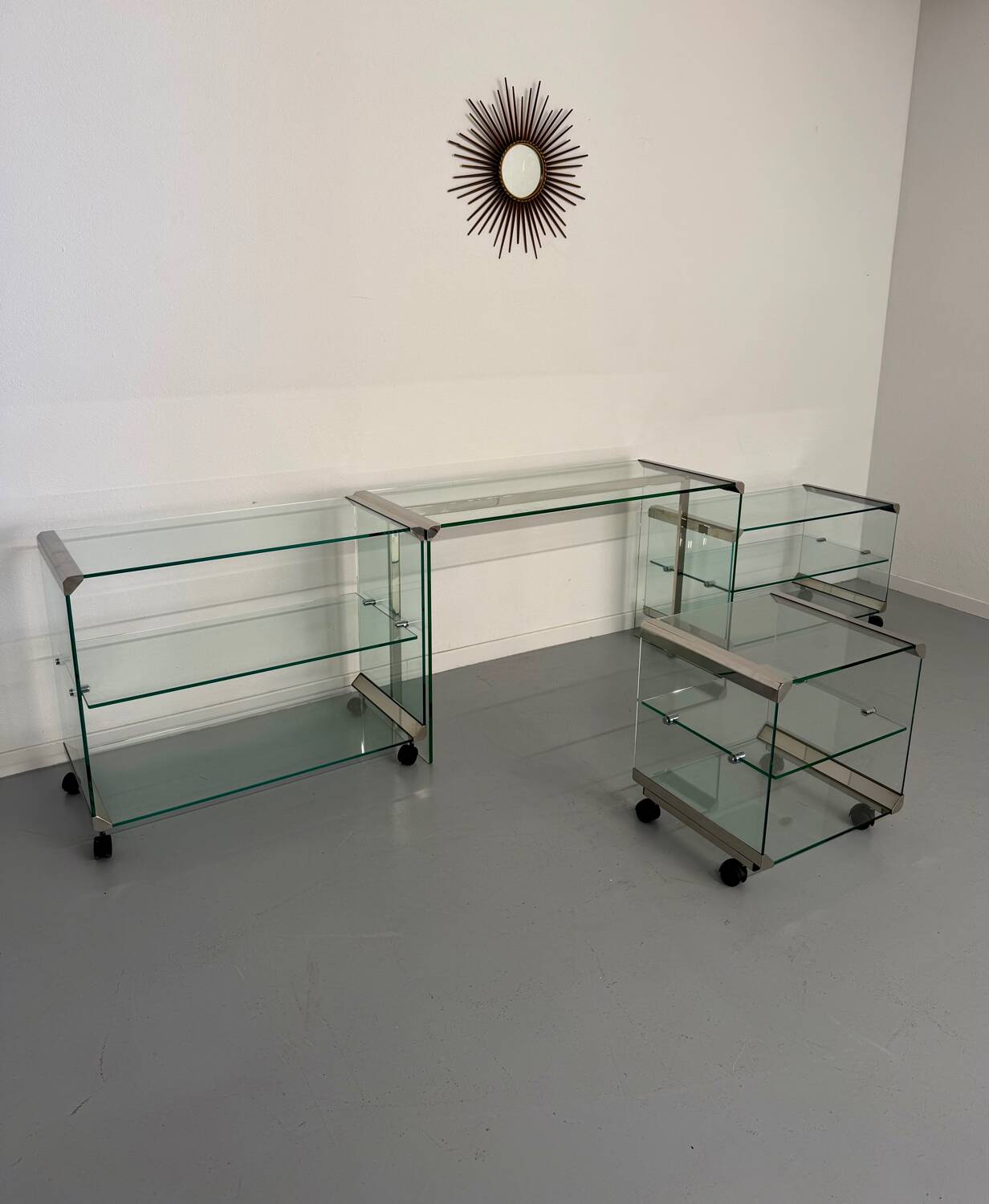 Italian design glass console storage unit by Gallotti & Radice An70