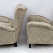 Attributed Gio Ponti Mid-Century Modern Italian Velvet Armchairs for ISA
