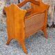 Magazine rack, wood and canework, vintage, 70s - 80s