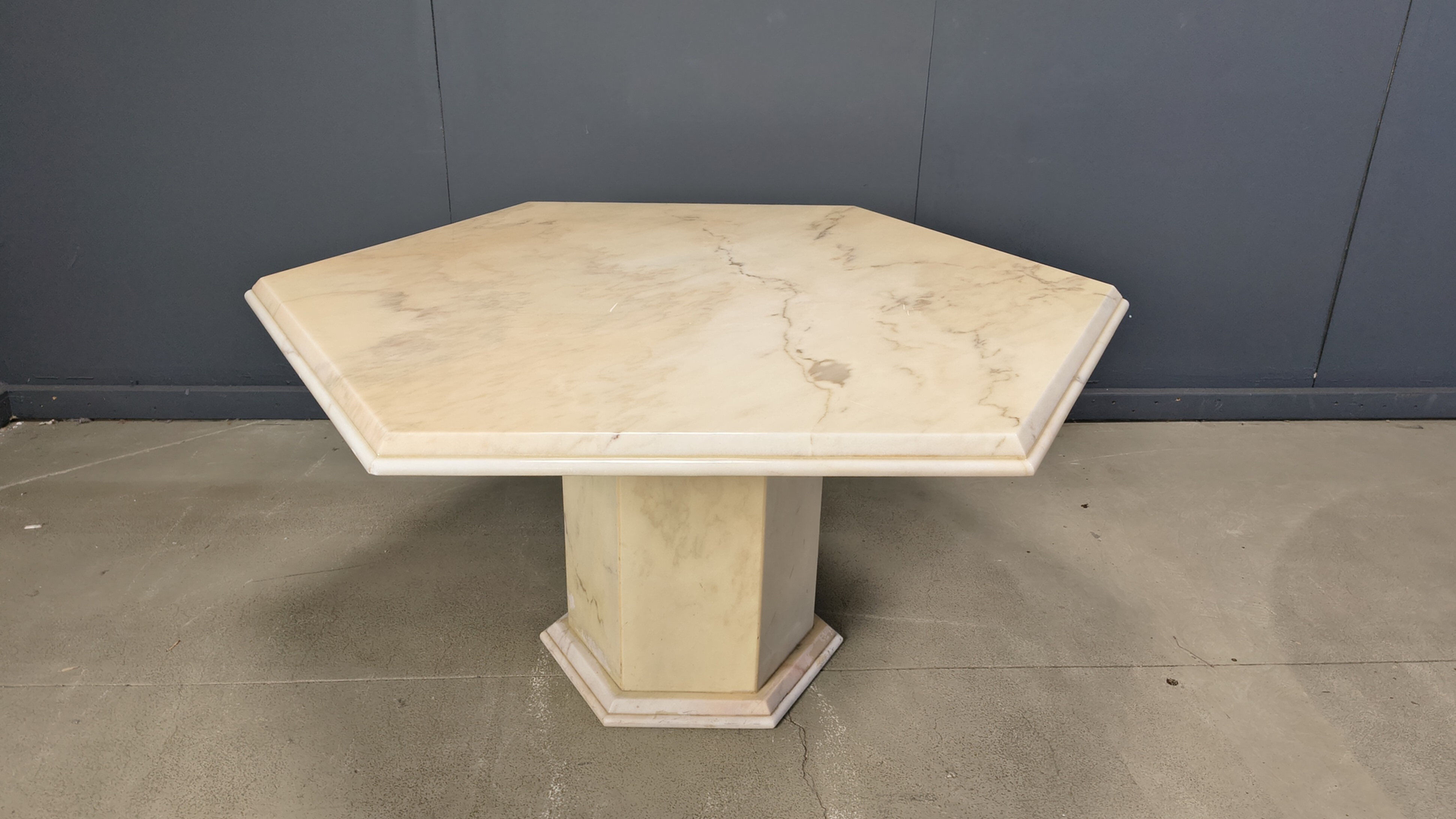 Octagonal Italian marble dining table 1970s