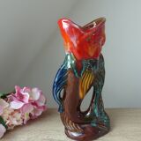 Vintage Vallauris Style Colorful Ceramic Fish Shaped Pitcher
