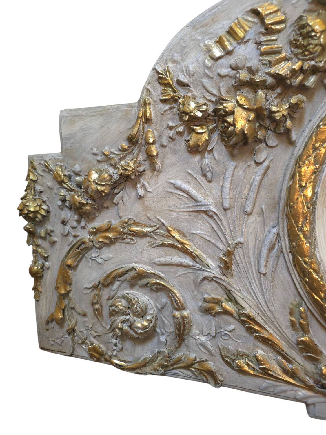 Wall panel with angels in patinated stucco