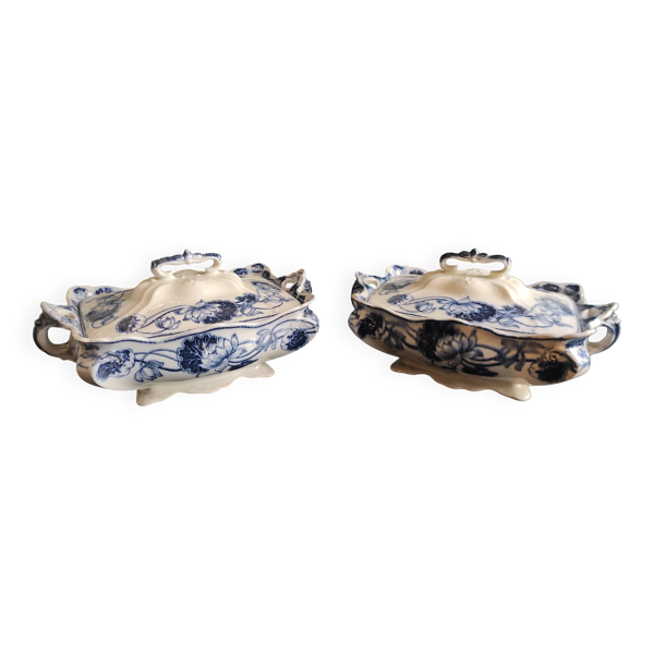 Lot de 2 soupières, XIXe siècle, Williams & Co. Porcelaine Crown, Lily patte