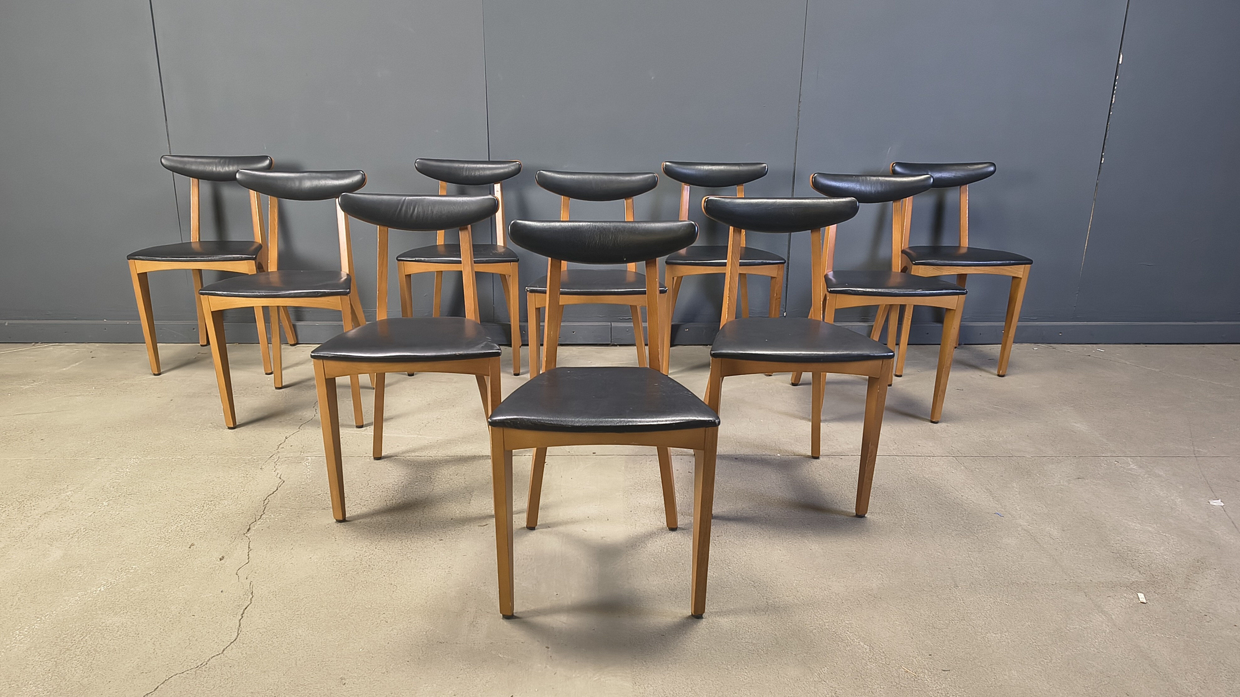 Mid-century Belgian dining chairs, set of 10, 1960s