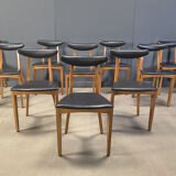 Mid-century Belgian dining chairs, set of 10, 1960s