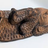 Sculptural Mask Wood - Face & Royal Cobra (Naga) - Tribal Art Indonesia