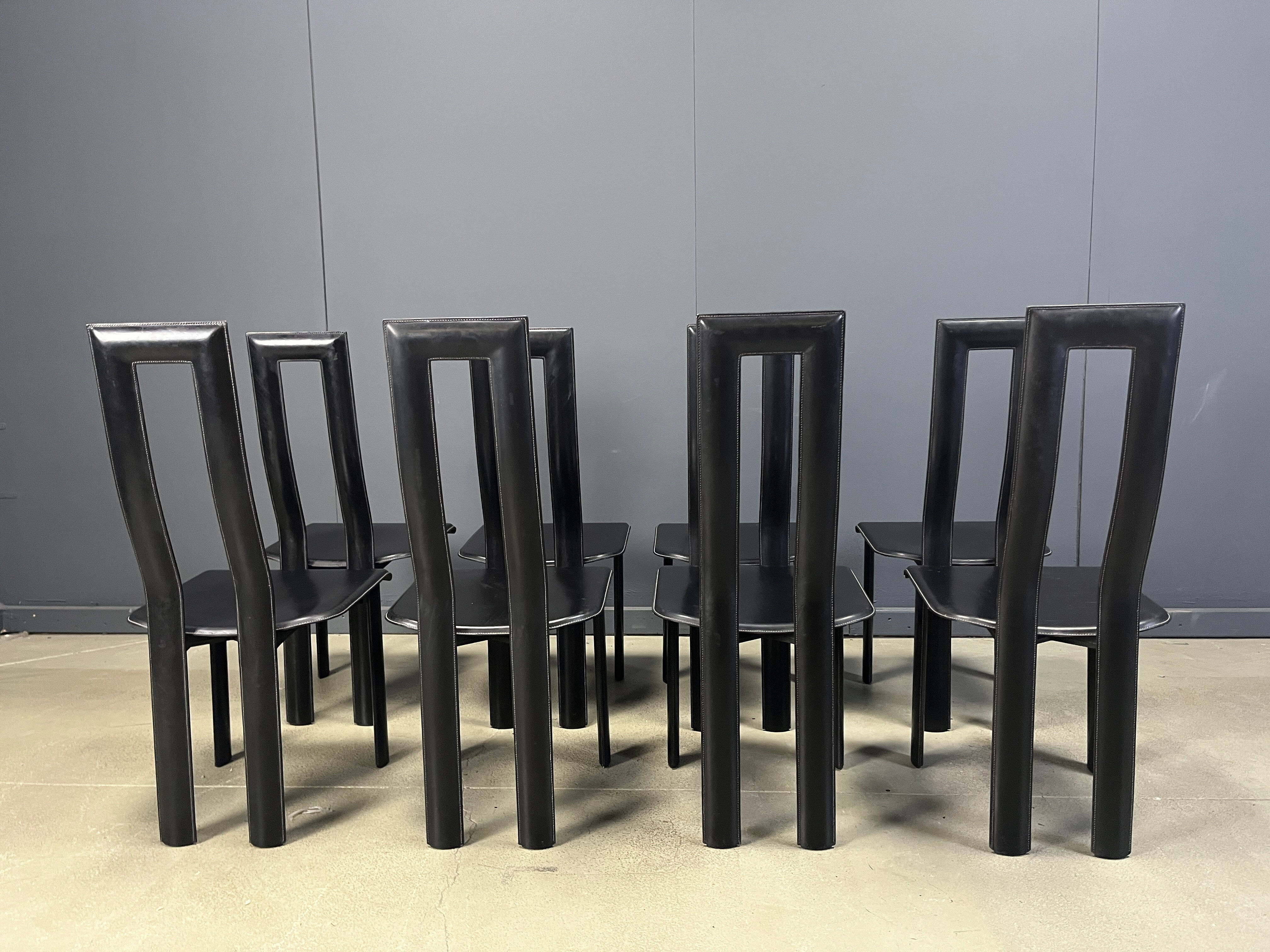 Italian Model Regia Dining Chairs by Antonello Mosca for Ycami, 1980s, Set of 8