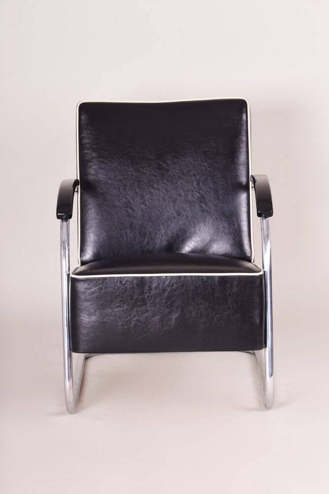 Bauhaus Armchair in Chrome and Leather from Mücke Melder, 1930s