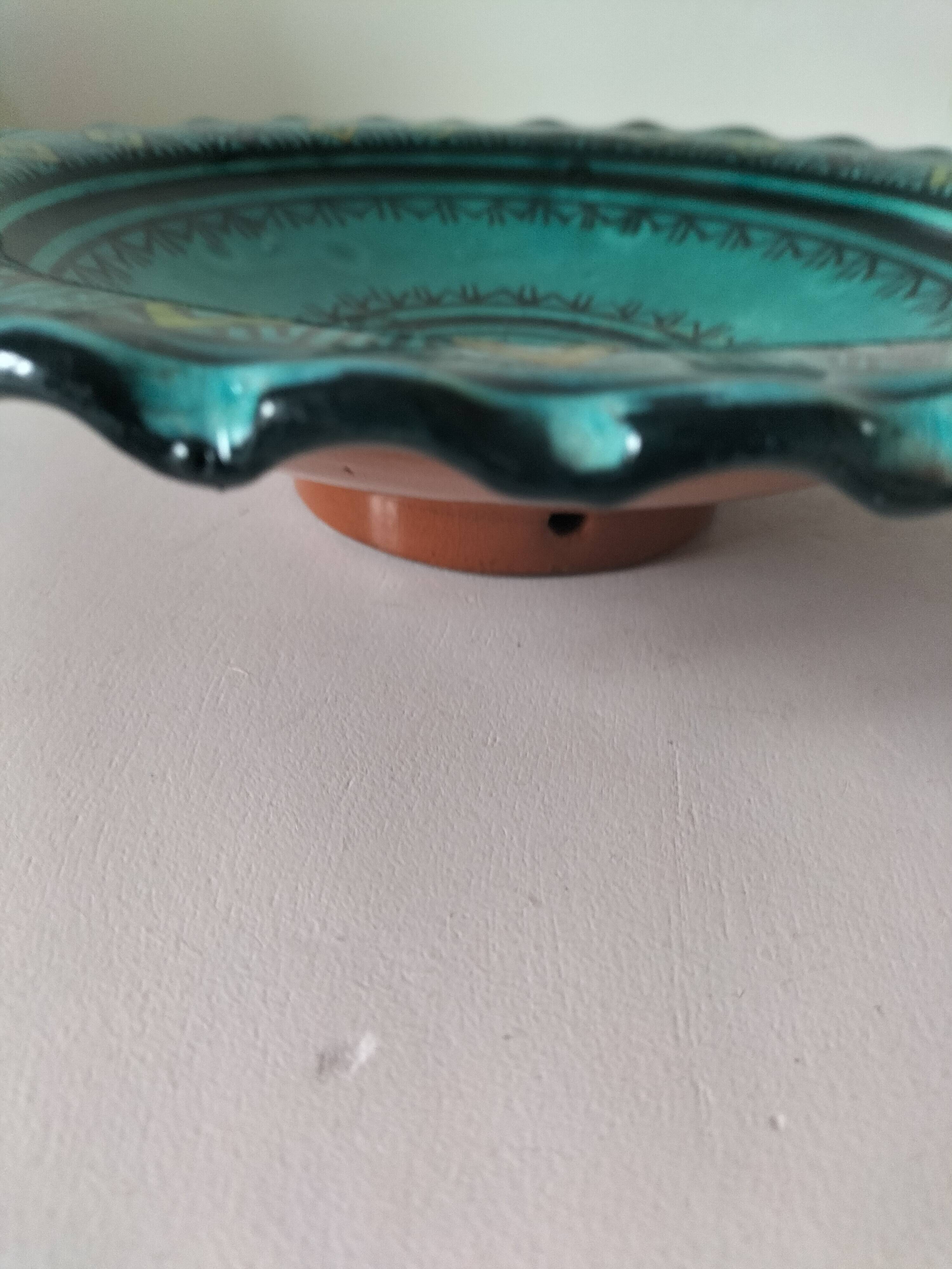 Moroccan handmade turquoise earthenware plate – Safi