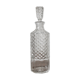 Vintage Faceted Cut Glass Round Whiskey Decanter