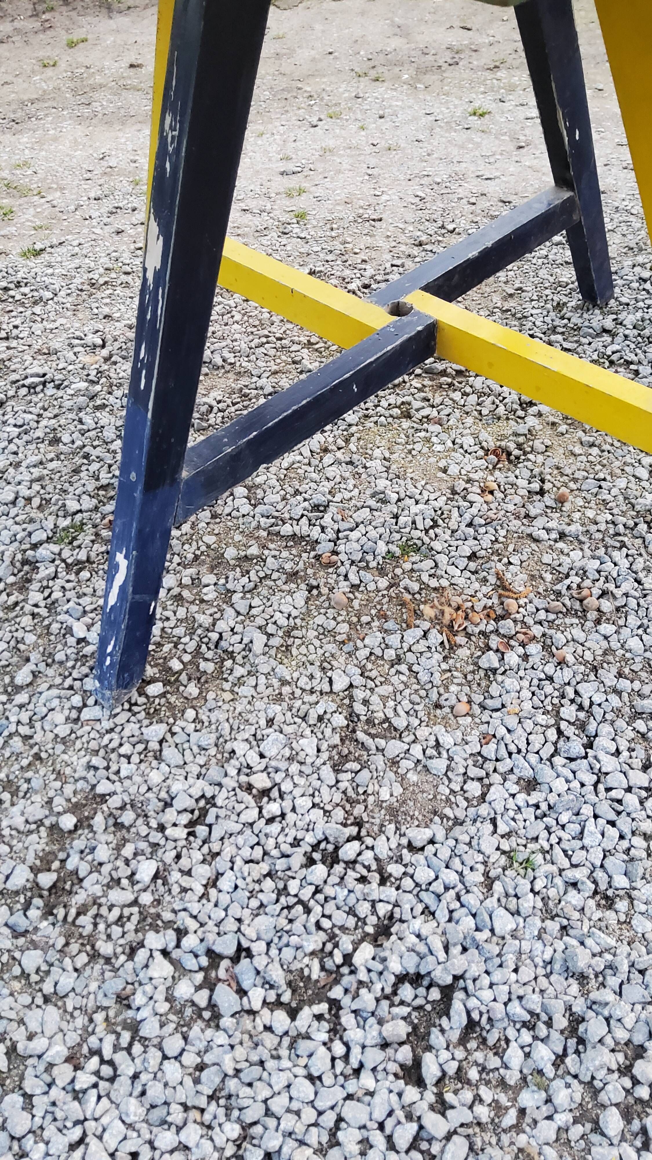 Garden furniture of the 50s coffee table + 2 armchairs compass legs