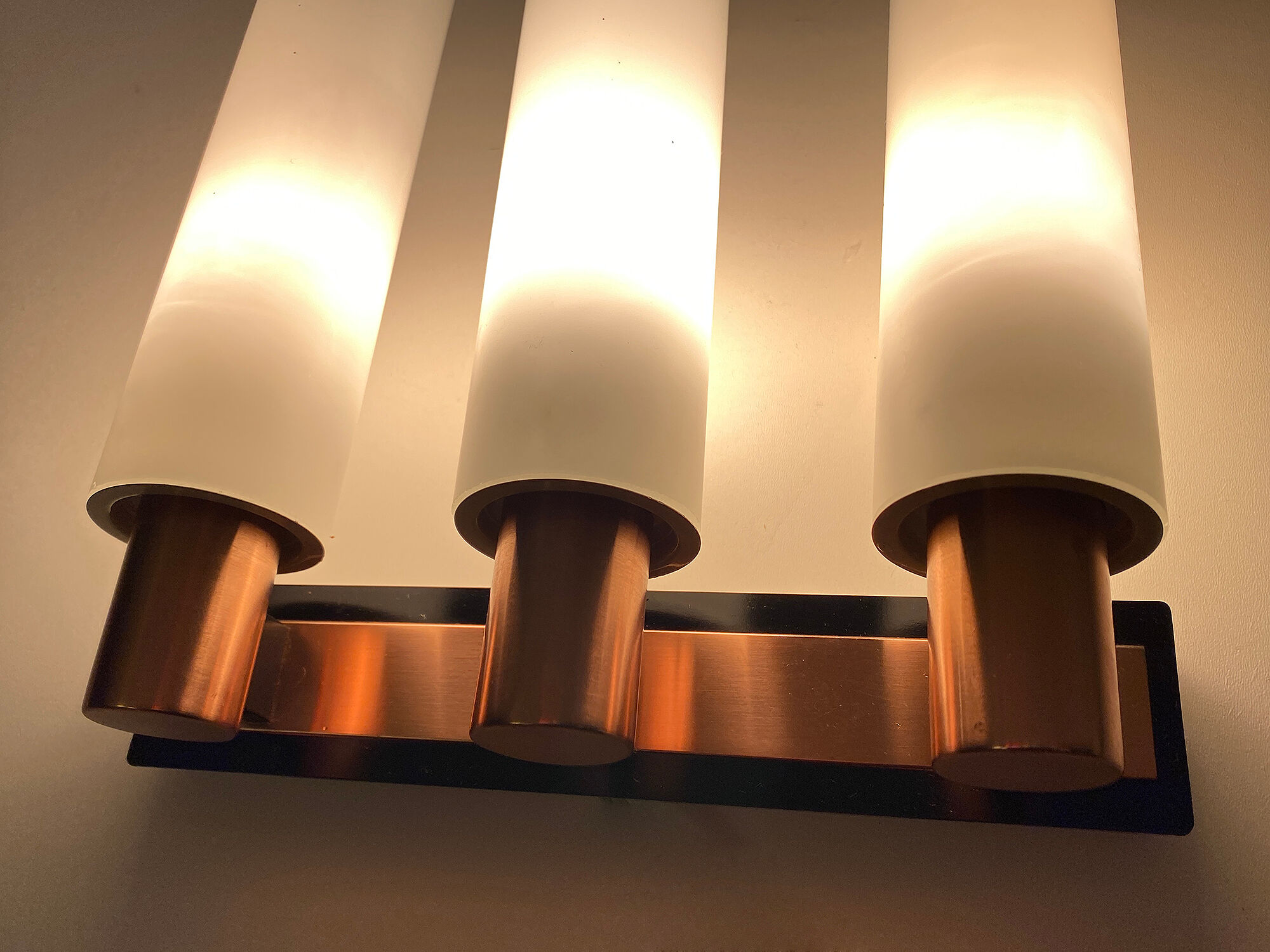 Vintage Scandinavian Triple Plique, 60s, Copper Glass