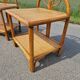 Pair of bedside tables in wood and woven straw - around 1960.