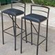 2 Italian Calligaris bar stools 1990 steel and black leather 80cm