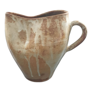Pichet grès beige coulures