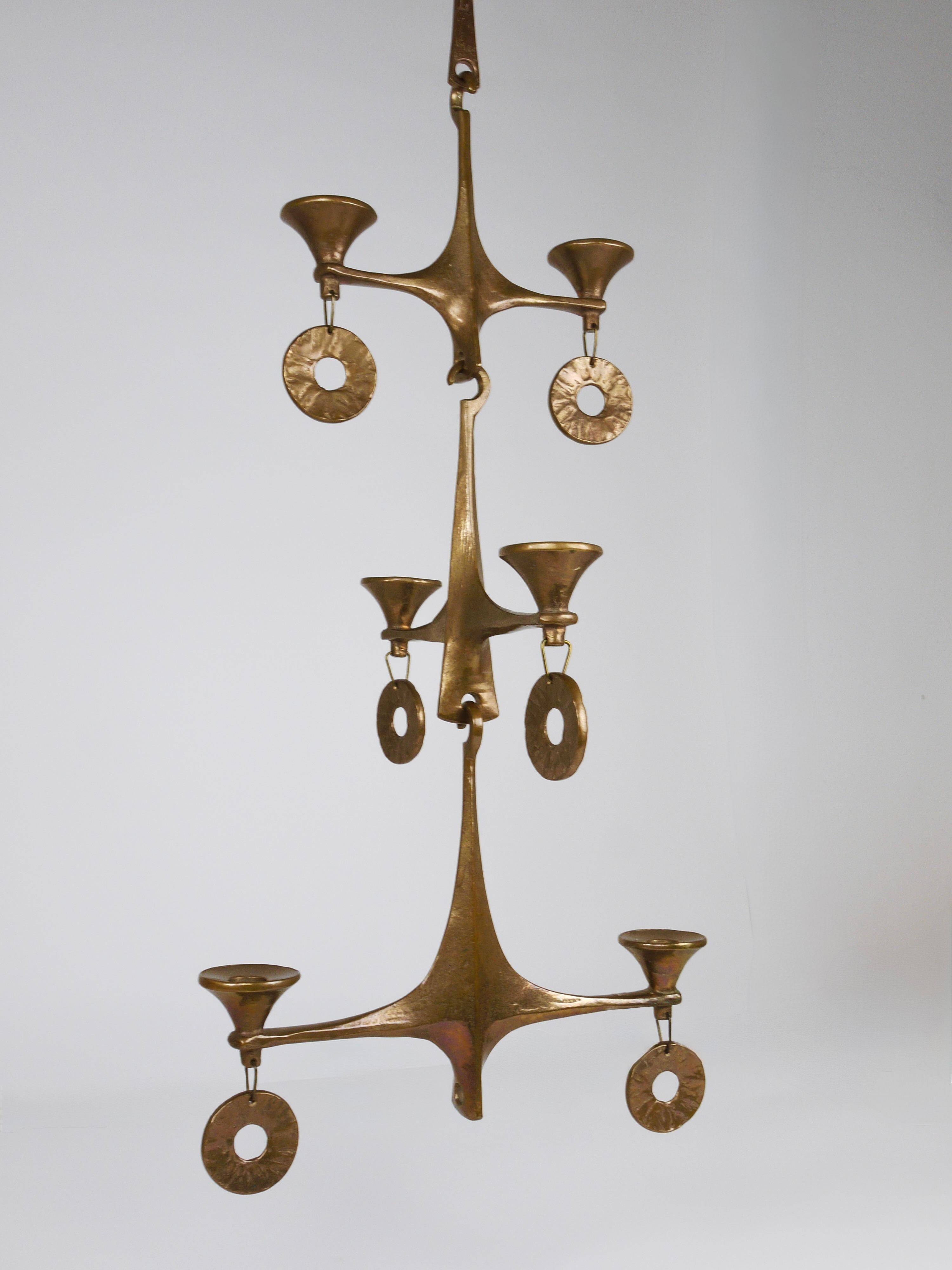Grand Chandelier Suspended Candelabrum Brutalist Michael Harjes, 1970s