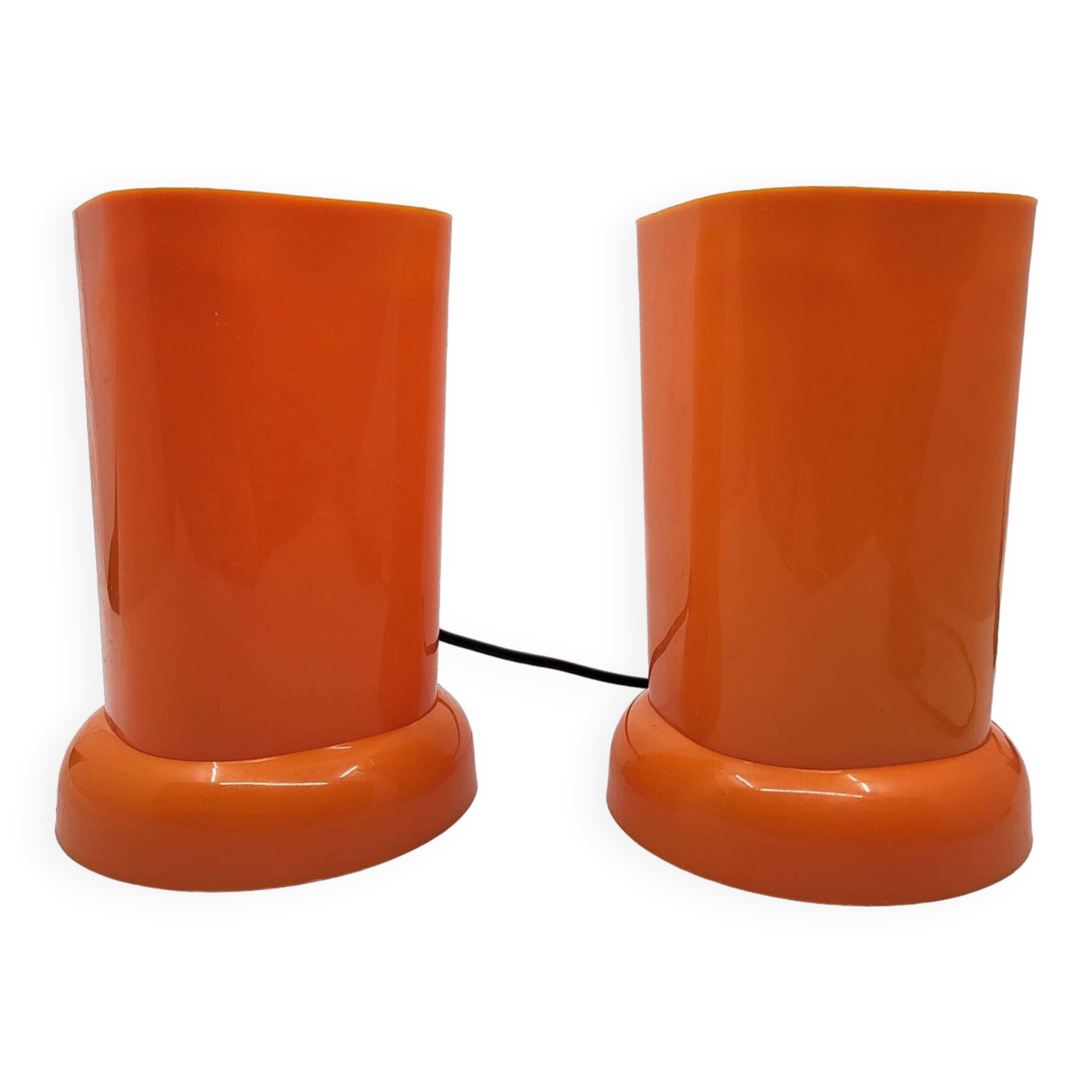 Designer lamp in orange plastic Space Age Vintage 1970 Vintage set of 2