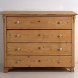 Antique solid pine chest of drawers – European rustic carved chest of drawers – circa 1900