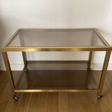Coffee end table in smoked glass and brass