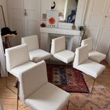 6 Paco Capdell chairs in metal and boucle fabric.