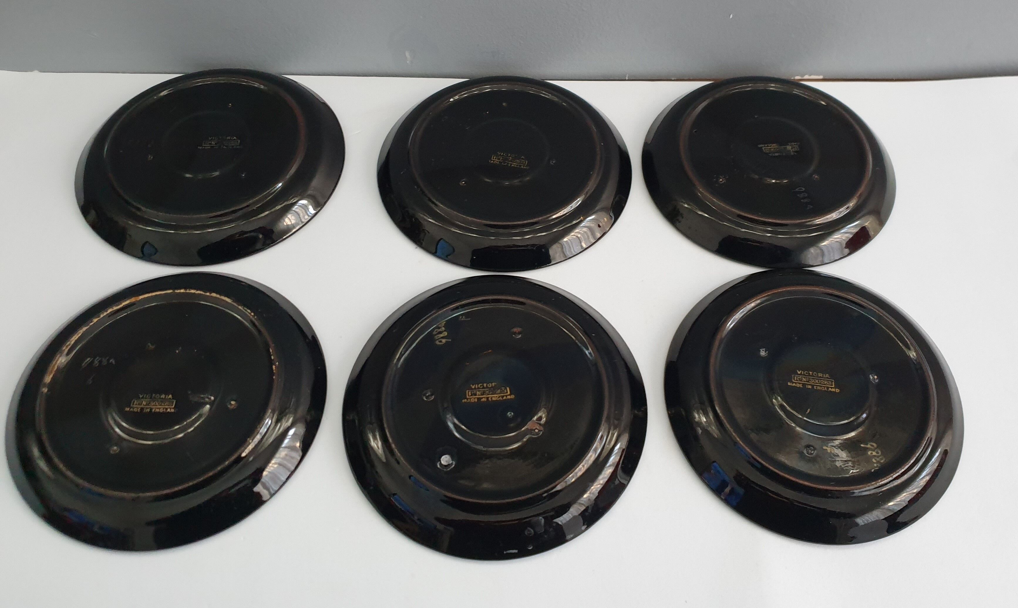 Six coffee cups and saucers in English earthenware Gibson & sons