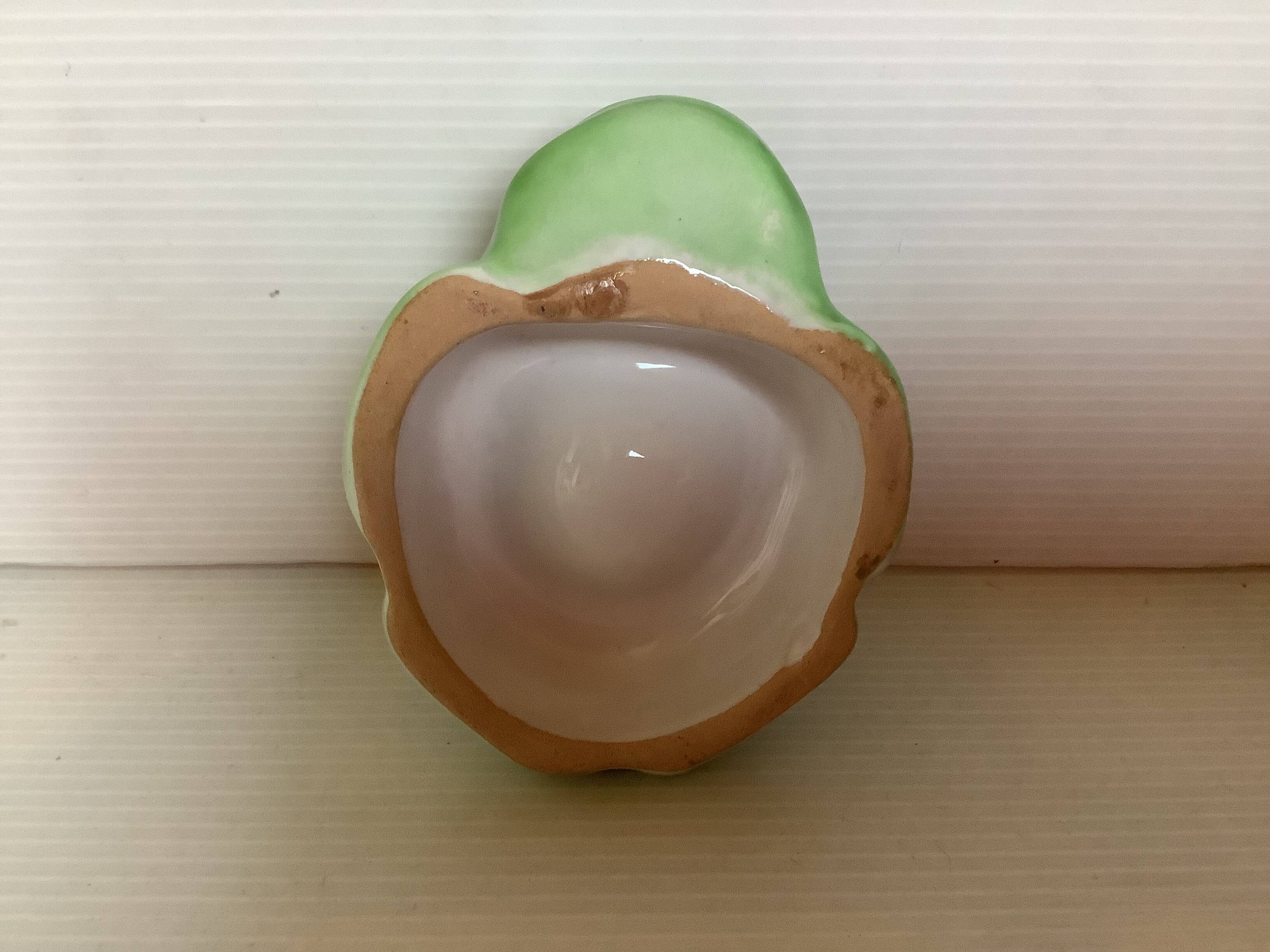 Green ceramic frog egg cup