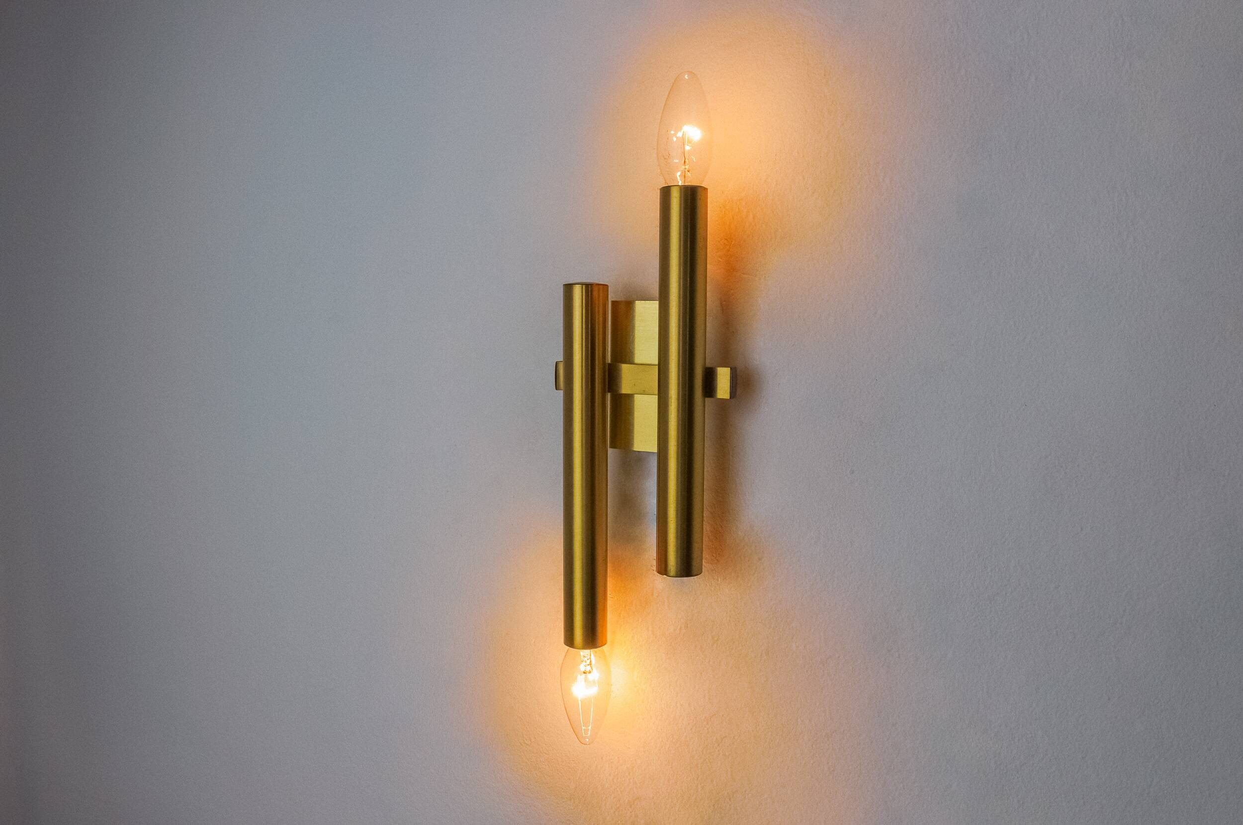 Tubular wall lamp by Maison Sciolari, 2 lights, Italy, 1970