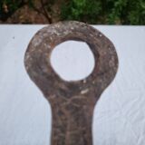 Pair of antique 15th century medieval castle wrought iron candlesticks